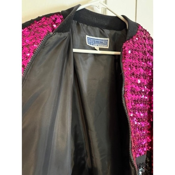 Vintage Gamma LA Sequin Bomber Jacket Lg Eclectic Vibrant Artsy Block Party - Picture 7 of 7